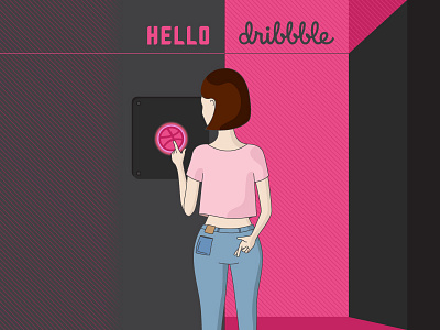 Hello, Dribbble! beginning door fortune illustration luck start