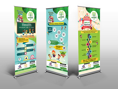 Aarogyalay standy advertisement app banner branding camp carnival design healthcare healthcare standy illustration photoshop printdesign rollup banner school standy seminar standy stationary vector