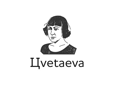 Tsvetaeva face icon illustration label logo poetry portrait russia writer
