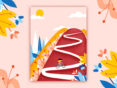 In the hot dog mountain art biking color dog hot illustration poster