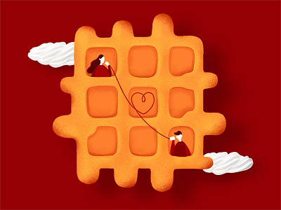 Waffle love cream illustration love waffle