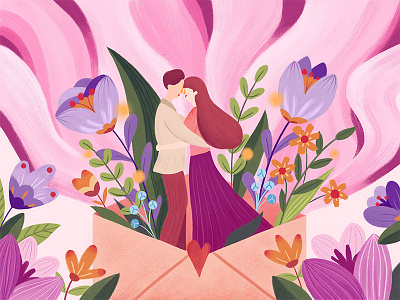 Chinese valentine's day flower illustration lovers romantic valentine