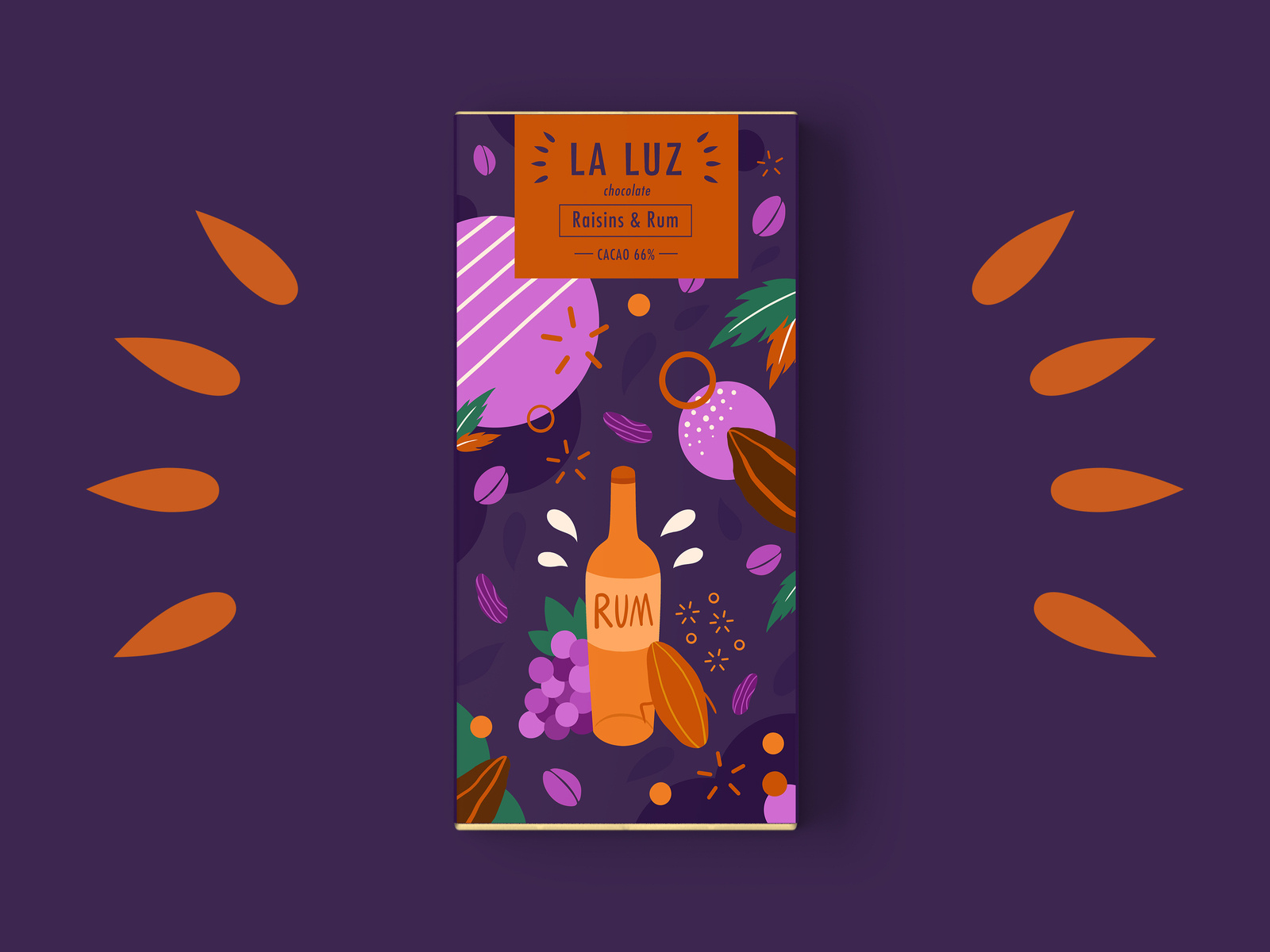LA LUZ packagedesign02 --raisins&rum art chocolate illustration packagedesign raisins rum