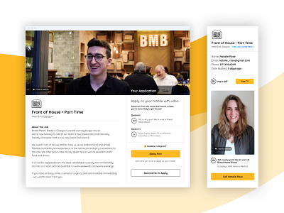 Apply for jobs with video 🟡 app clean design flat interface minimal ui ux yellow