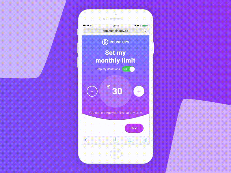 Monthly Limit Animation ❤️💜💖 animated animation app buttons fun gif heart interaction purple ui ux