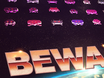 Beware 3d arcade poster print retro