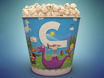 Packaging 02 bucket children fantasy illustration kids packaging popcorn
