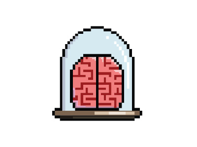 B2P brain illustration jar pixel pixelart vector