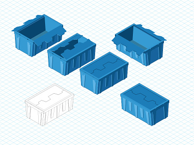 Isometric Crates bins box crate grid illustration isometric perspective vector