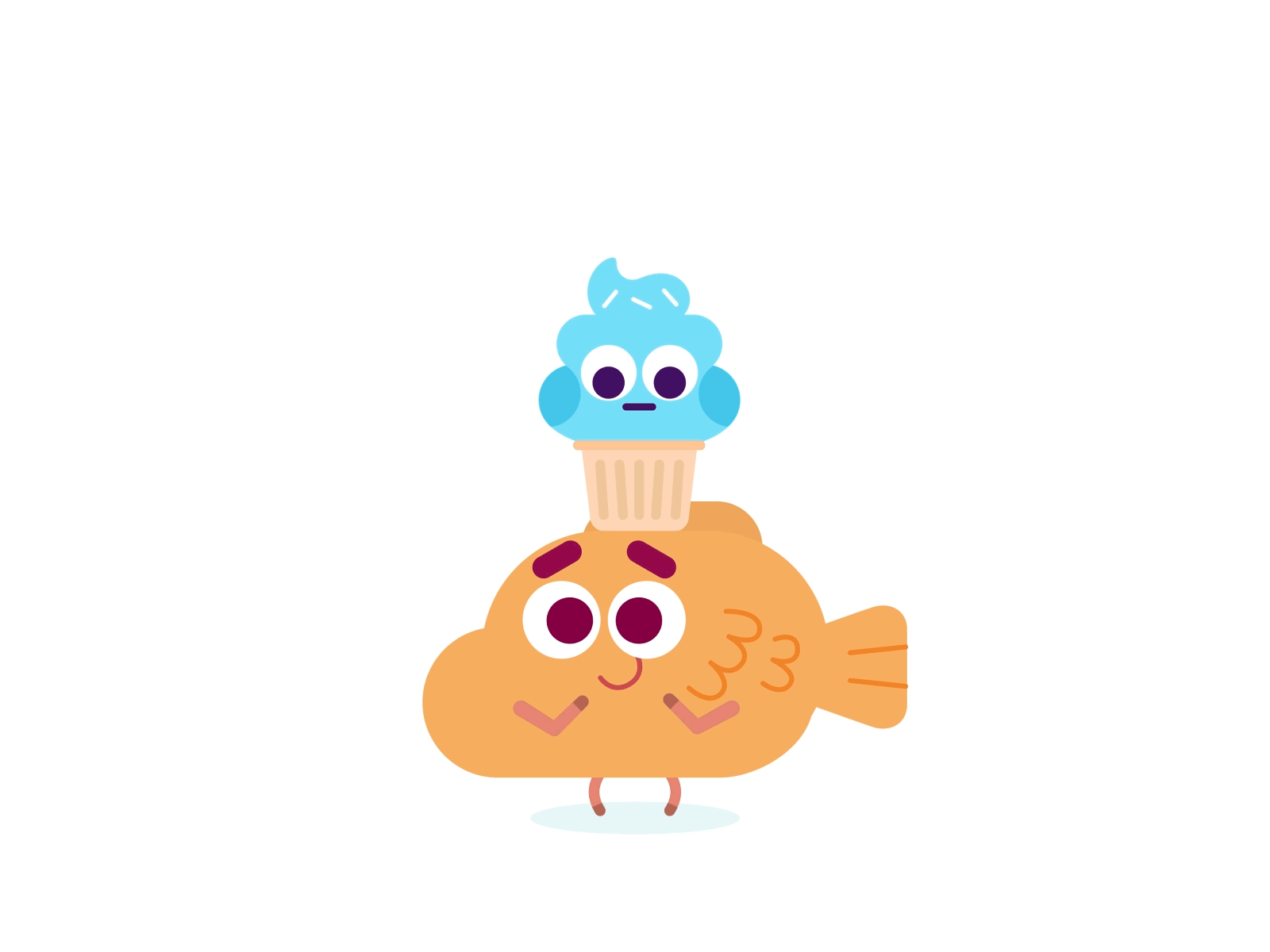 Bungeoppang and ice cream character cute fish icecream jinsnack motion graphics