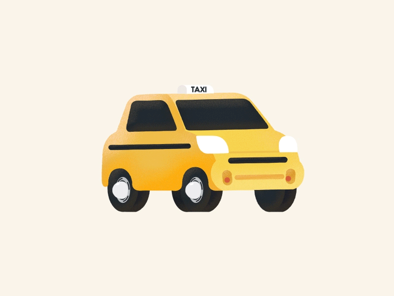 Taxi car character cycle design motion rebound taxi yellow taxi