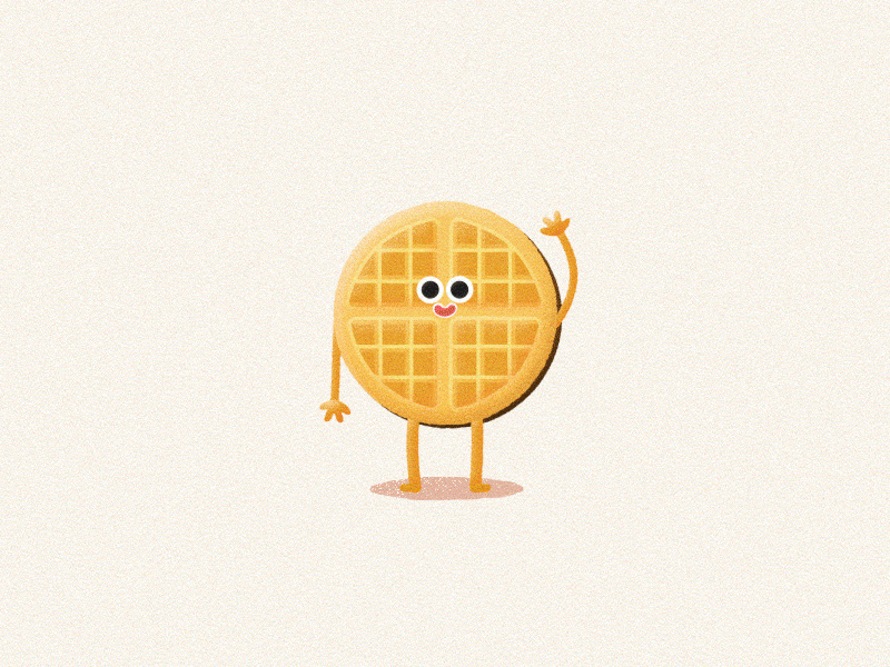 Waffle hello character cute dance hello dribbble motion sweets tasty waffle