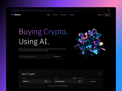 Cryptocurrency 🔐 3d buy calculator converter crypto design gradient landing logo sell start ui ux