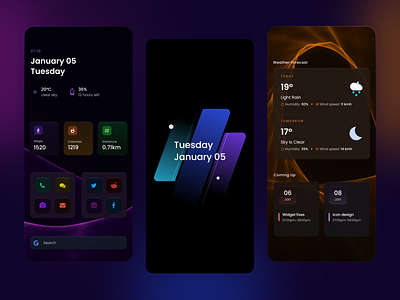 Poppins Widgets android dark theme design homescreen personalisation widgets