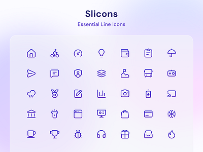 Slicons Line Icons icons iconset line icons minimal rounded corners ui icons