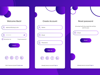 App Login/Signup app create account design login page sign in ui vector