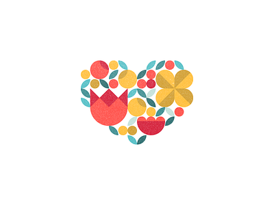 <3 day flat flower heart icon sticker tulip valentine