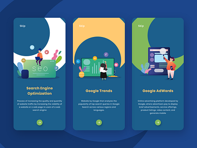 SEO Onboarding UI Design dribbbble explore flatdesign google google adwords google trends illustration mobile design onboarding onboarding ui seo uidesign uiux