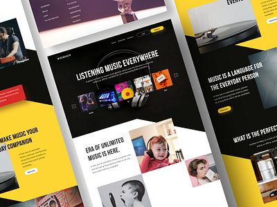 Mirengaken - Music Everywhere Landing Page app black landing page mobile music product design typhography ui uiux web design website yellow