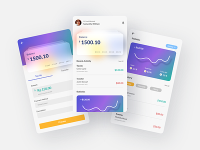 Saku - Wallet Design App app artwork bank dribbbble gradient graphic design mobile product design top up ui wallet