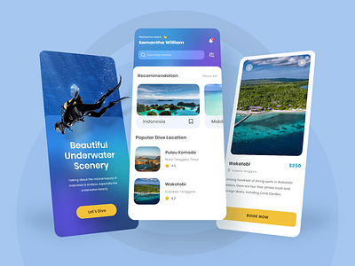 Diving Book App Design app mobile blue design diving scenery sea ui underwater ux