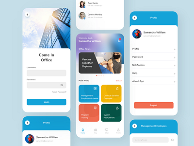 HR Smart Solution App app blue business design hr mobile product design ui ux