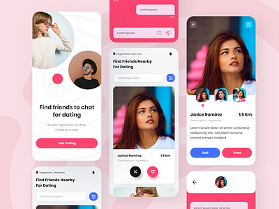 Malming - Dating Design App call chat communicate dating mobile pink product design ui uidesign ux