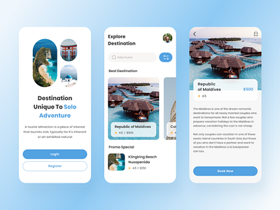 Excursión - Traveling App Design app traveling blue booking app online clean destination mobile product design ui uidesign ux uxdesign
