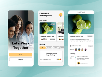 Tarea - Task Management App clean green job desk management mobile product design scehedule task tosca ui uidesigner uiux ux work