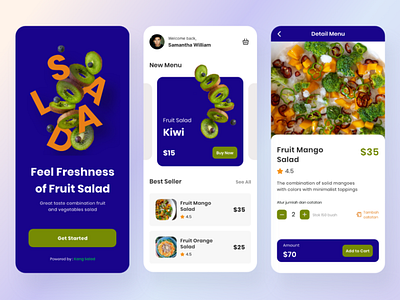 Ensalada - Salad Mobil App app blue clean developer fresh fruit healthy layouting light mode mobile product design salad ui uidesign uiux vegetable