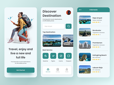 Turismo - Travel Search App app beautiful clean destination indonesia layout mobile modern pesona product design search tosca travel ui ui design