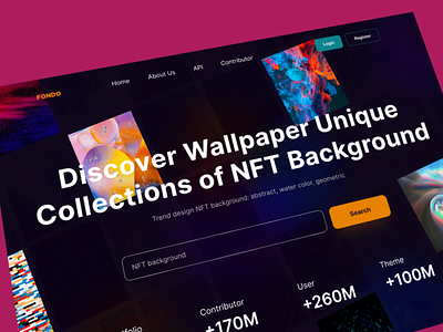 Fondo - Hero NFT Background Landing Page app background browser collection contributor dark mode metaverse mobile nft product design ui uidesign uiux wallpaper