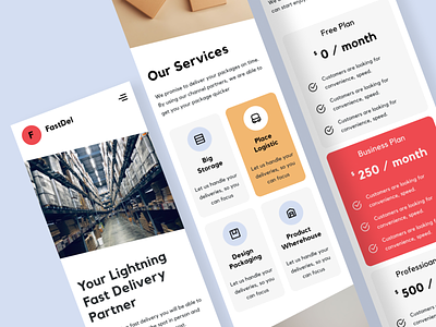 FastDel - Delivery Package Reponsive dribbbble fast mobile product design ui uidesigner uiux ux