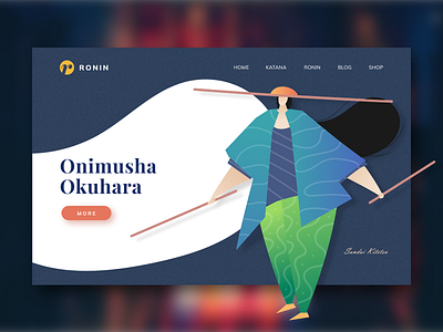 UI Design Ronin Landing Page darkblue katana landingpage onimusha ronin ui ux uiuxdesign uiwebdesign uxigers website