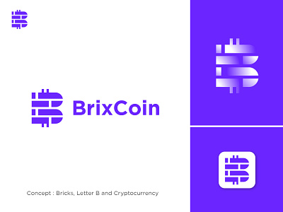 Letter B and Cryptocurrency app app design b logo brand brand design brand logo branding bricks coin creative crypto cryptocurrency design icon letter b logo logo design logotype simple