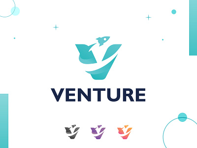 Letter "V" Venture logo. app brand brand design branding design icon letter mark letter v logo logo design logotype mark minimal rocket simple space venture