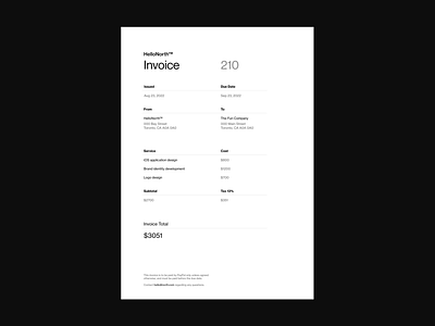 Invoice design freelance invoice minimal ux