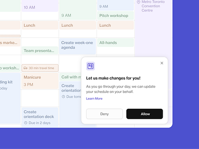 Permission Dialog automation calendar confirmation dialog modal productivity webdesign