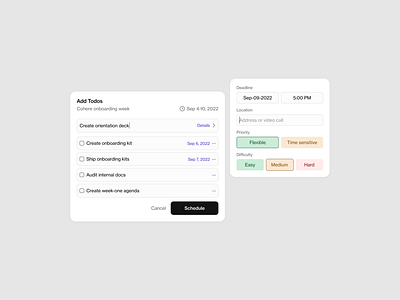 Add Todos automation calendar dialog modal productivity ui ux web webdesign