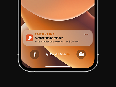 Notification app appdesign automation healthcare iphone logo medication mobile mockup notification orange ui ux