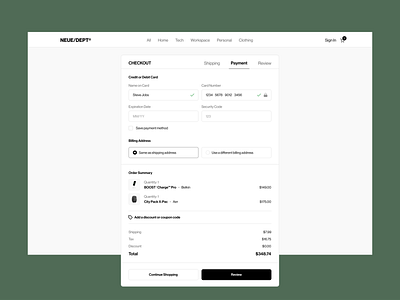 Checkout app checkout ecommerce minimal modern ui ux webdesign