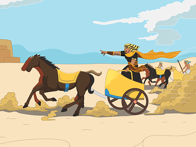 The Chase adventure cartoon cartoon illustration character art chariot desert egypt egyptian horse illustration pharaoh vector art vector artwork war