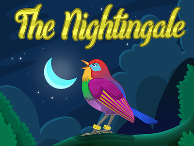 The Nightingale adventure beauty bird bookcover cartoon cartoon design cartoon illustration character art design digital 2d illustration moon night nightingale vector art vector artwork