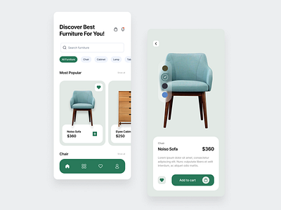 Mobile App - Furniture Ecommerce App Design app app design apps branding design furniture furniture catalog app ui uiux ux