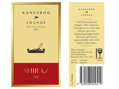 Kangaroo Lounge labels graphicdesign labels wine wine branding wine labels