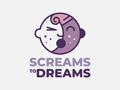 Screams to Dreams 3 baby branding crying lockup logo moon moonlight sleep soundwave