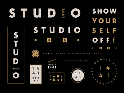 Studio 1441 Logo Suite badges black and gold brand set brand suite branding dots film film studio branding logo set logo suite modern logo