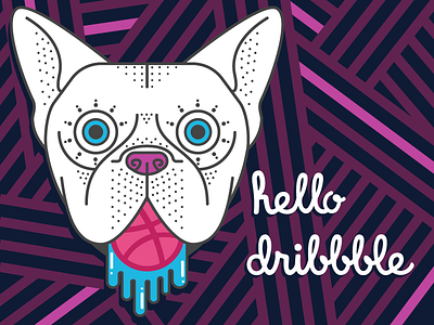 Hello Dribbble! debut french bulldog hello dribbble illustration