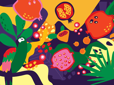 Pomegranate flavour branding design flat illustration vector