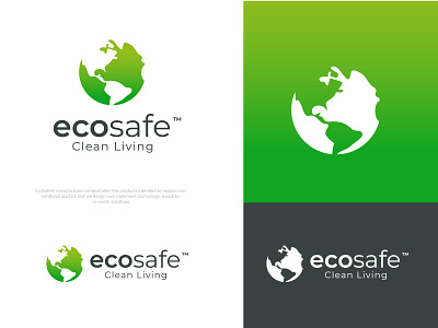 EcoSafe Globe Logo branding clean ecosafe flat flat logo globe icon logo minimal logo nature safe environment logo